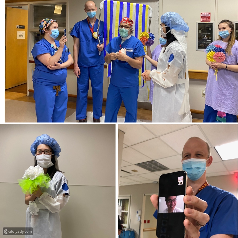 زواج في زمن كورونا: طبيبان يعقدان زفافهما بهذه الطريقة المبتكرة